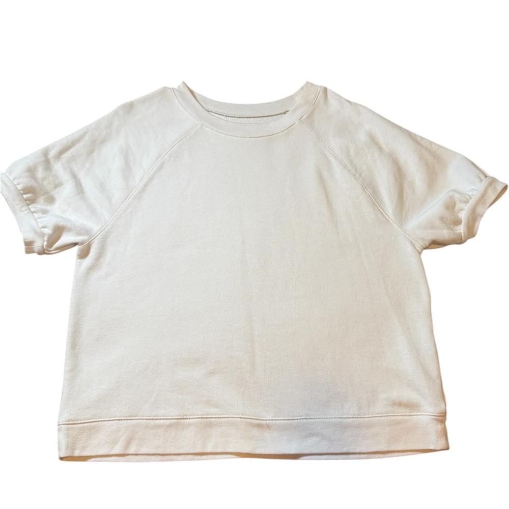 Madewell Cream Puff Sleeve Short Sleeve Sweatshirt Top Women’s Size Medium